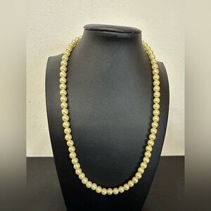 Vintage 1928 Gold Tone Ivory Single Strand Pearl Necklace.